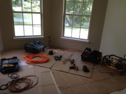 A highly skilled carpenter lays out his tools before starting work